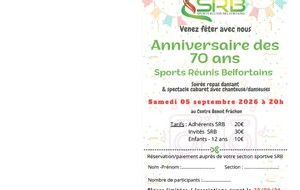 Soirée Anniversaire 70 ans des SRB : inscriptions <30 juin !